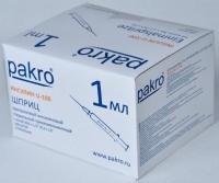 1 мл трехкомпонентный шприц Pakro инсулиновый U100 , с иглой 0,3х13, 100 шт купить в Симферополе